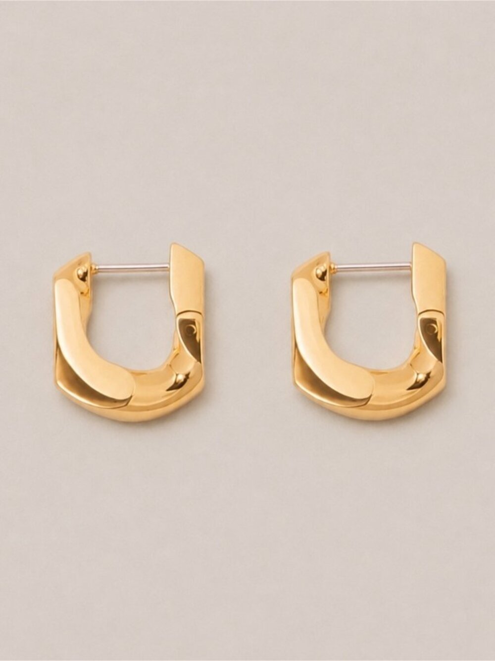 New! Gold Lock Huggie Earrings NWOT
